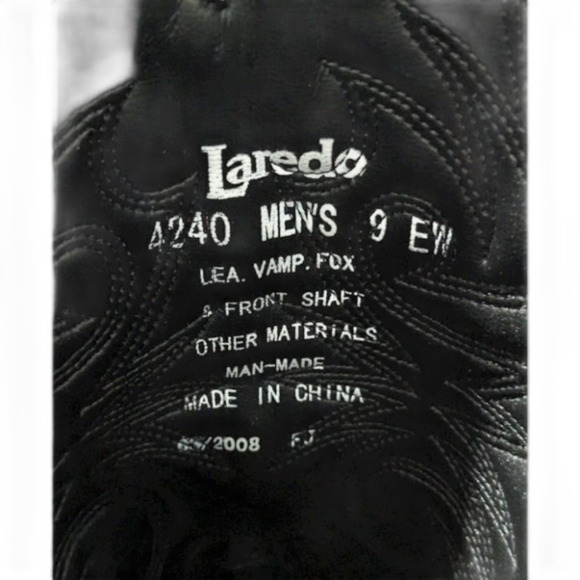 Mens Laredo Paris 12in Black Embroidered Leather Western Boots Size 9EW - Picture 6 of 6